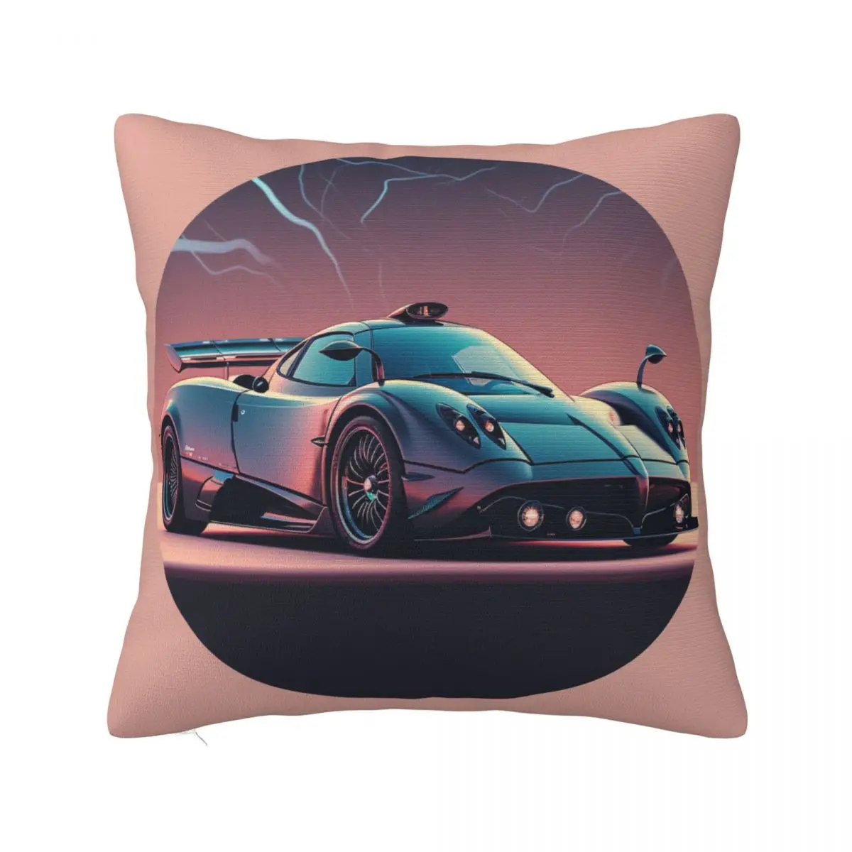 

Speed Sports Car Pillow Case Simple Circle Minimalistic Polyester Sofa Pillowcase Zipper Summer Decorative Cover