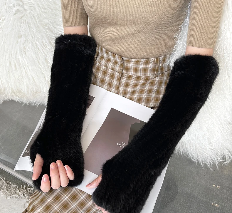 Pudi Women Genuine Mink Fur Glove Winter Brand New Gloves GF207