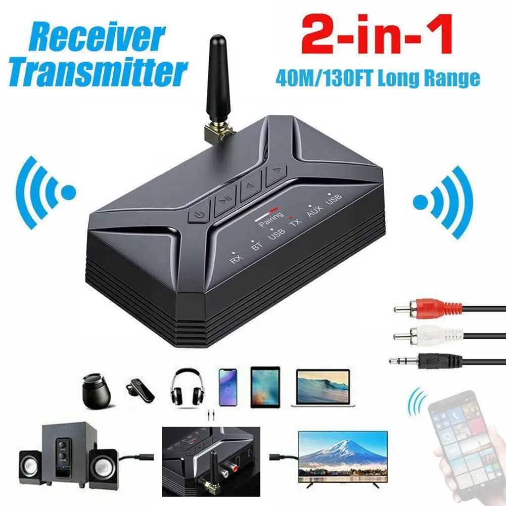 

2 в 1 Bluetooth аудио приемопередатчик приемник аудио Bluetooth5.0 интерфейс Rca/aux/usb беспроводной конвертер K3c9