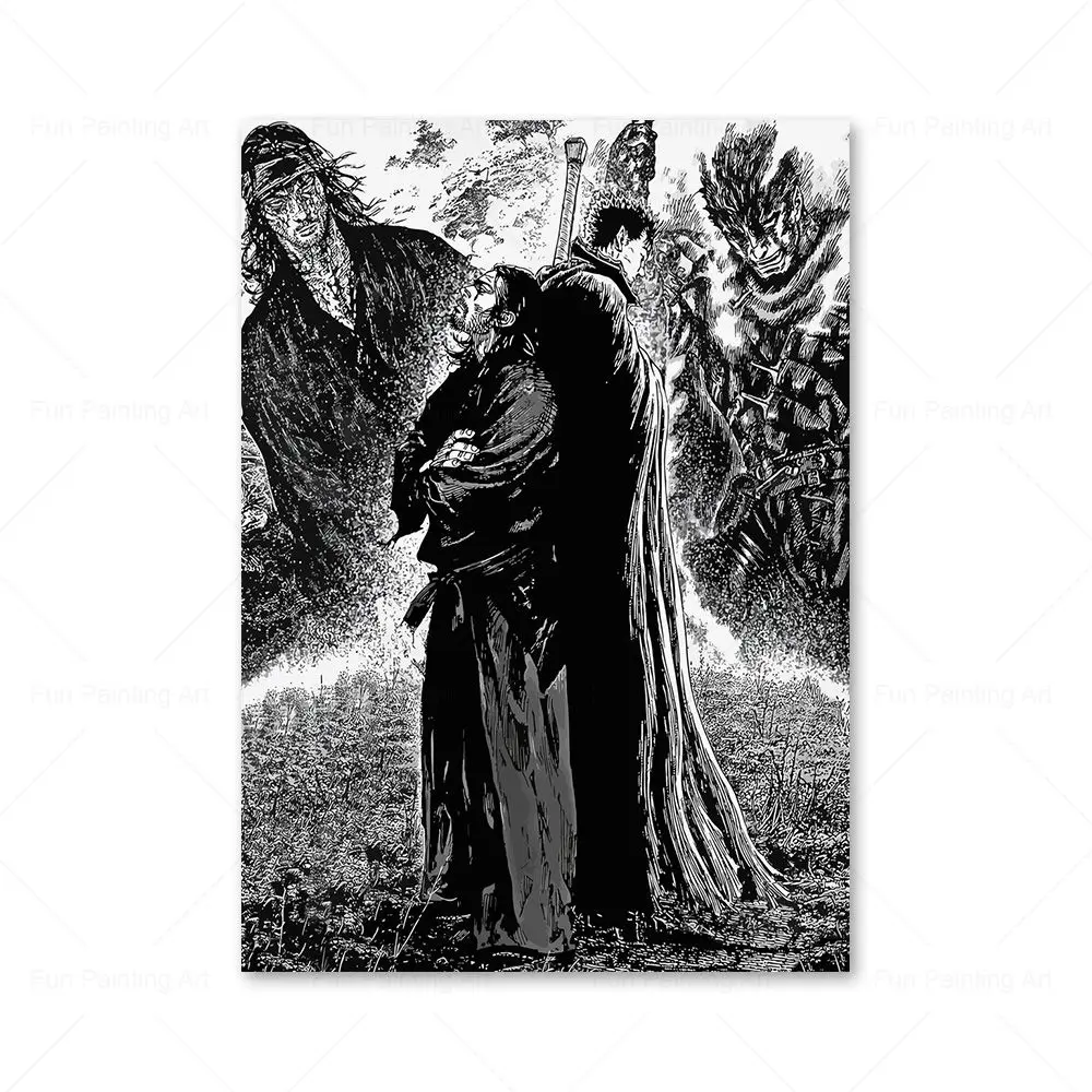 

Классический винтажный постер манги, японская самурайская Мусаси, Настенная картина на холсте, современные картины, домашний декор для гостиной и спальни