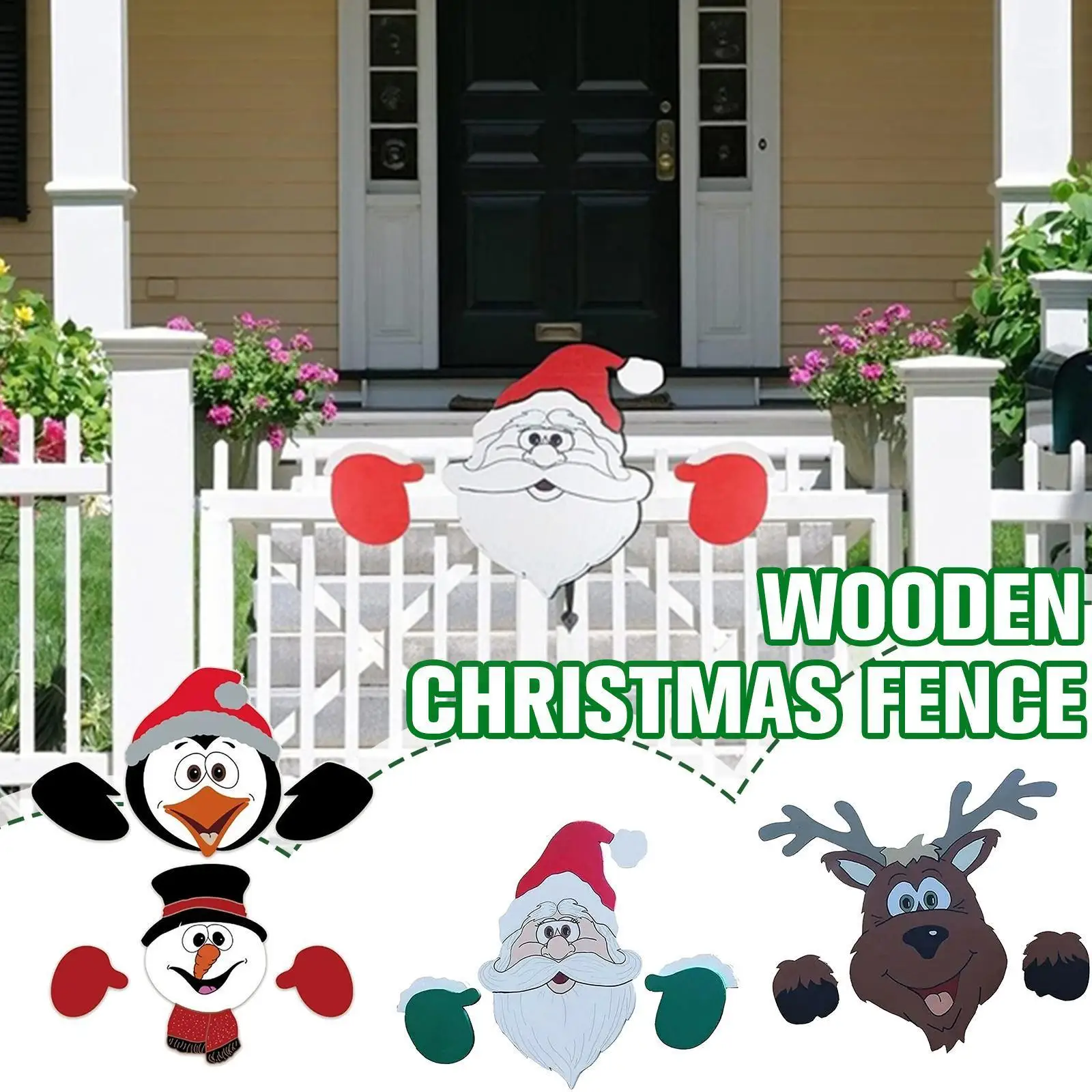 

Christmas Animal Fence Peeker Decoration Christmas Ornaments Santa Elk Outdoor Fence Sign Decorations For Home Holiday Part V5v9