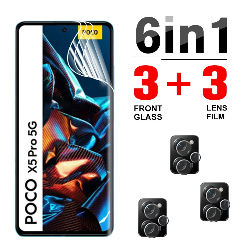 

Гидрогелевая пленка 6 в 1 для Xiaomi Poco X5 Pro Полное покрытие Передняя мягкая пленка Little Poco X5 X 5 PocoX5 Pro защита для объектива камеры
