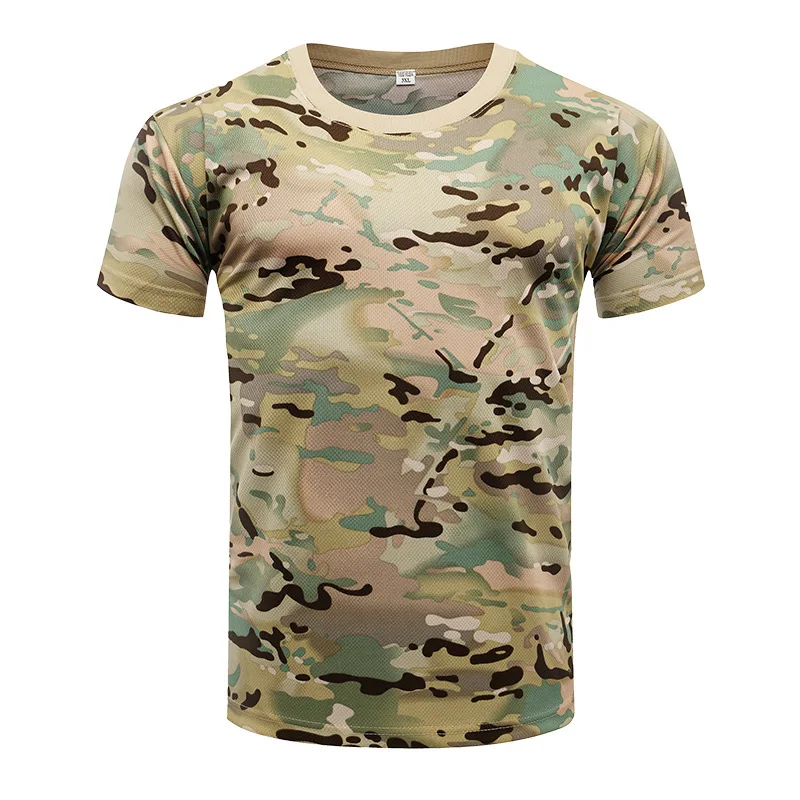

Камуфляжная одежда мужская летняя быстросохнущая спортивная футболка с короткими рукавами одежда для физических упражнений тактическая ф...