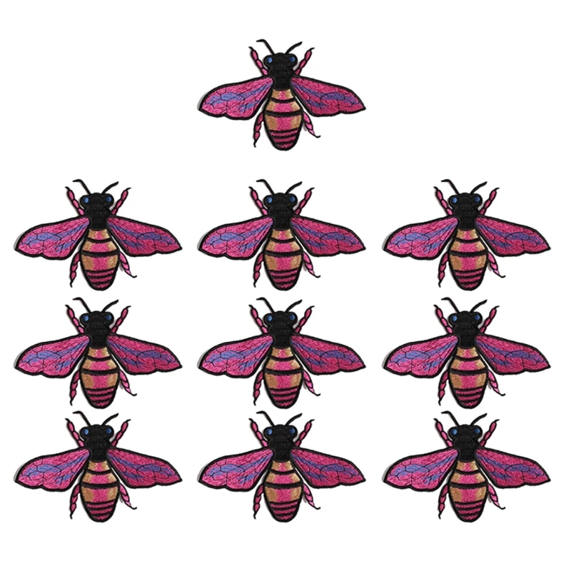 

10pcs Bees Iron On Embroidered Clothes Patches for DIY Clothing Jeans Applique