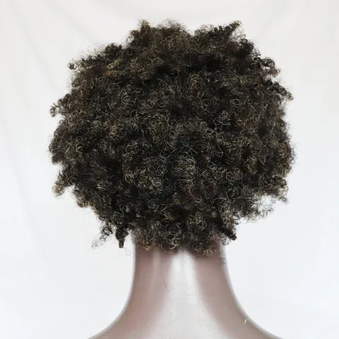 Серый смешанный человеческий волос Virgin Remy Короткий афро-кудрявый машинный парик 6 дюймов Короткий вьющийся парик с полной головой Машинный серый парик из человеческих волос
