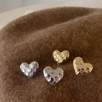 lovoacc retro plaid heart statement earring for women gold silver color alloy love hanging drop earrings minimalist jewelry