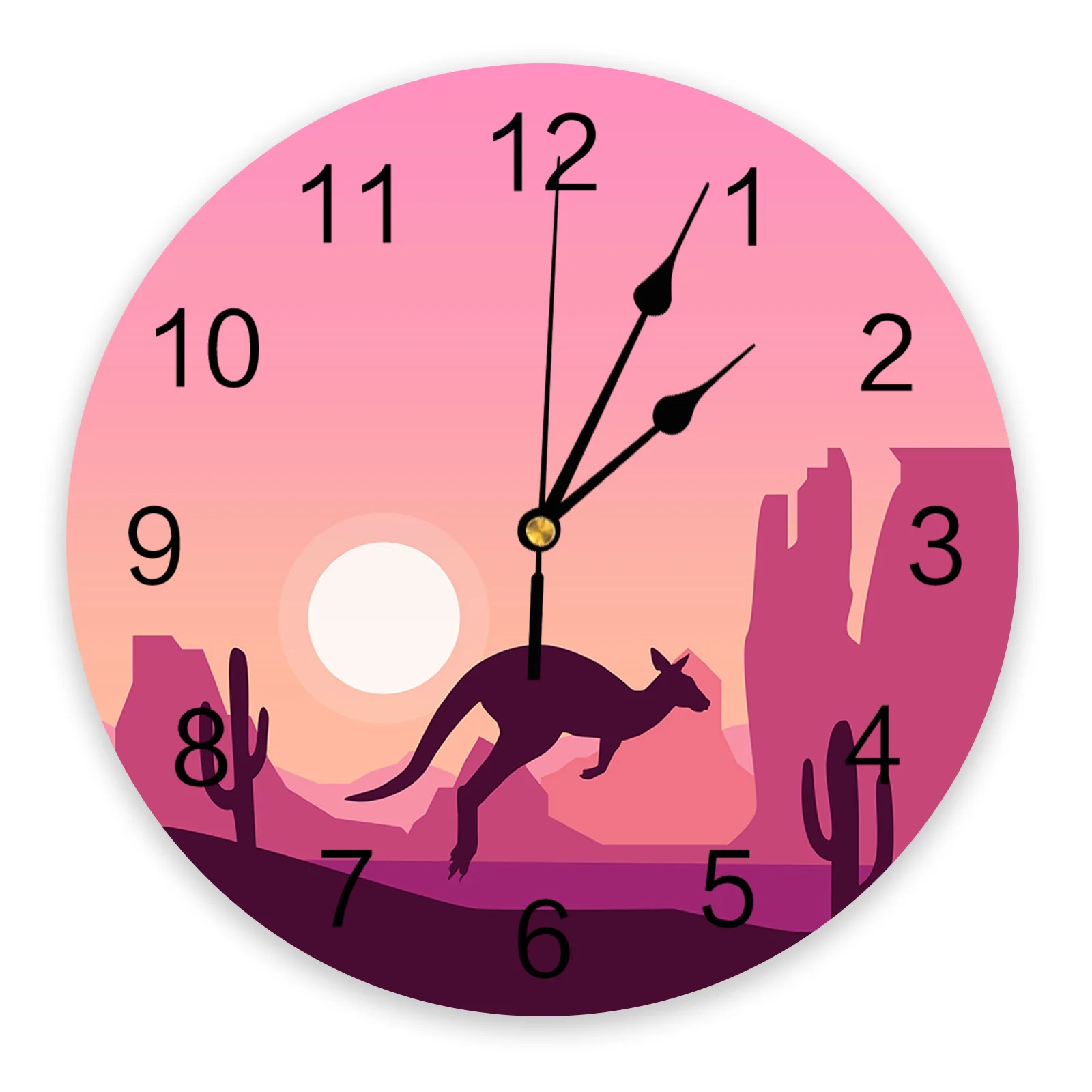 Pink Kangaroo Mountain Cactus  Decorative Round Wall Clock A