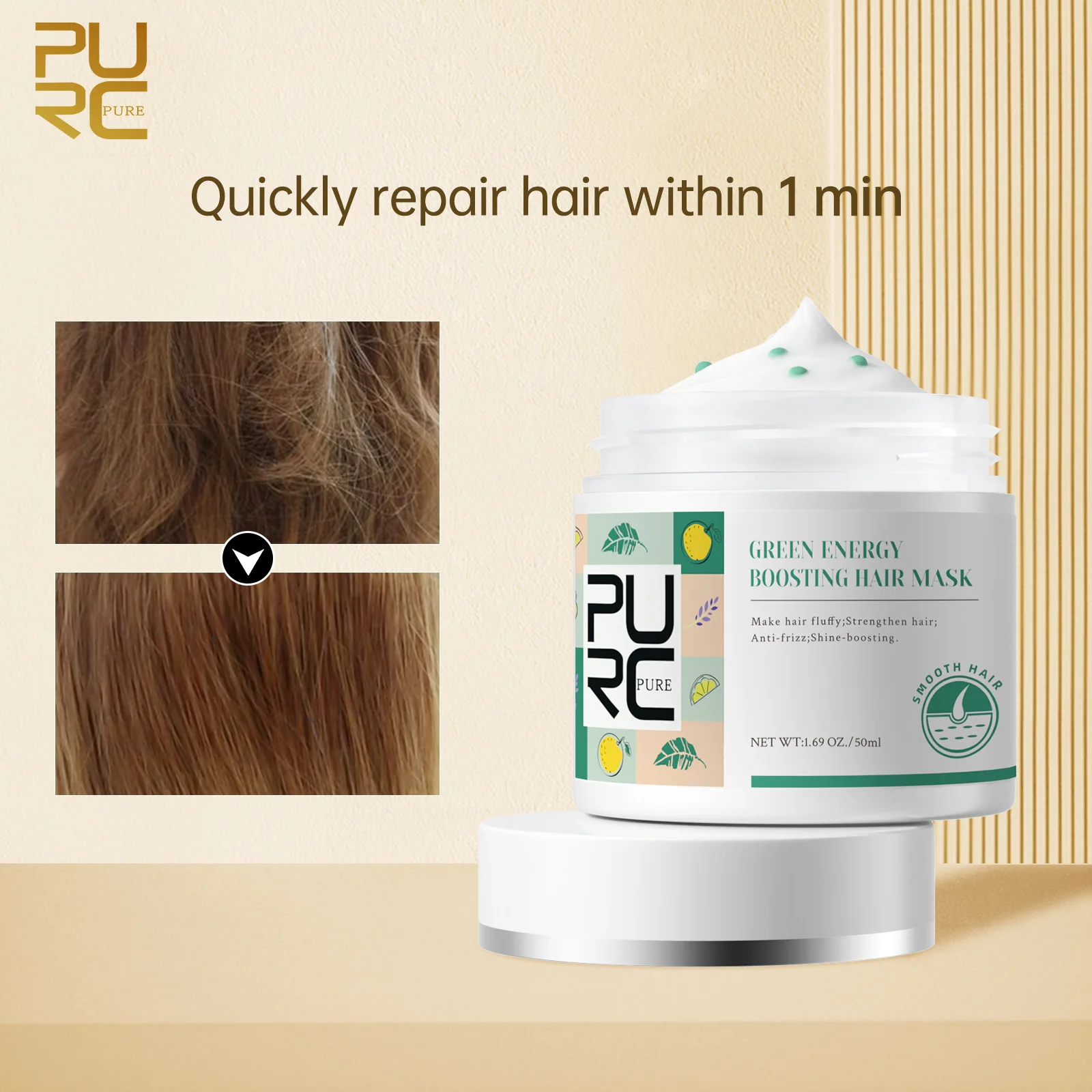 

PURC Keratin Hair Mask Repair Dry Damaged Moisturizing Smoothing Scalp Treatments Hair Care Products 50ml