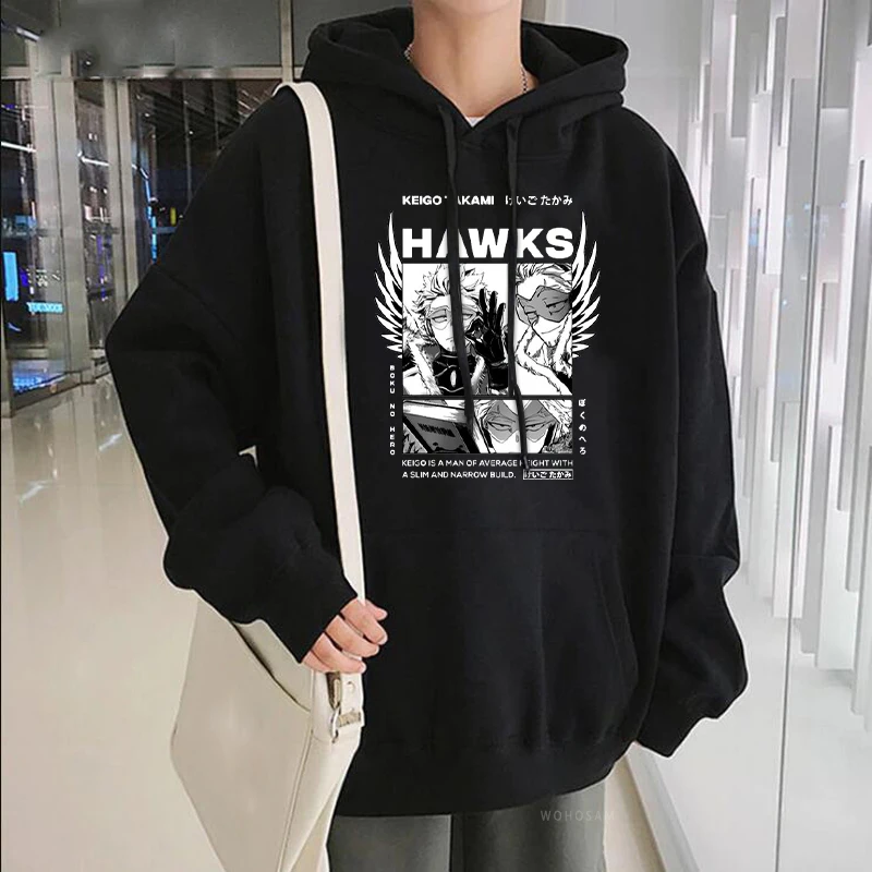 

Funny Hawk Print Japanese Anime My Hero Academia Hoodies Men/Women Harajuku Autumn Winter Streetwear Comics Graphics Sweatshirts