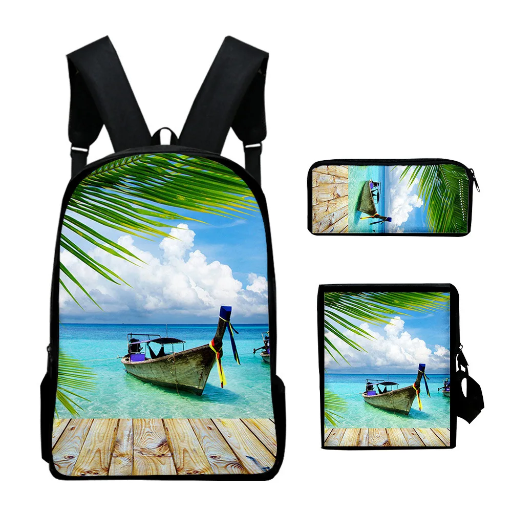 

Kawaii Youthful Summer Seaside Scenery 3D Print 3pcs/Set Student Travel bags Laptop Daypack Backpack Shoulder Bag Pencil Case