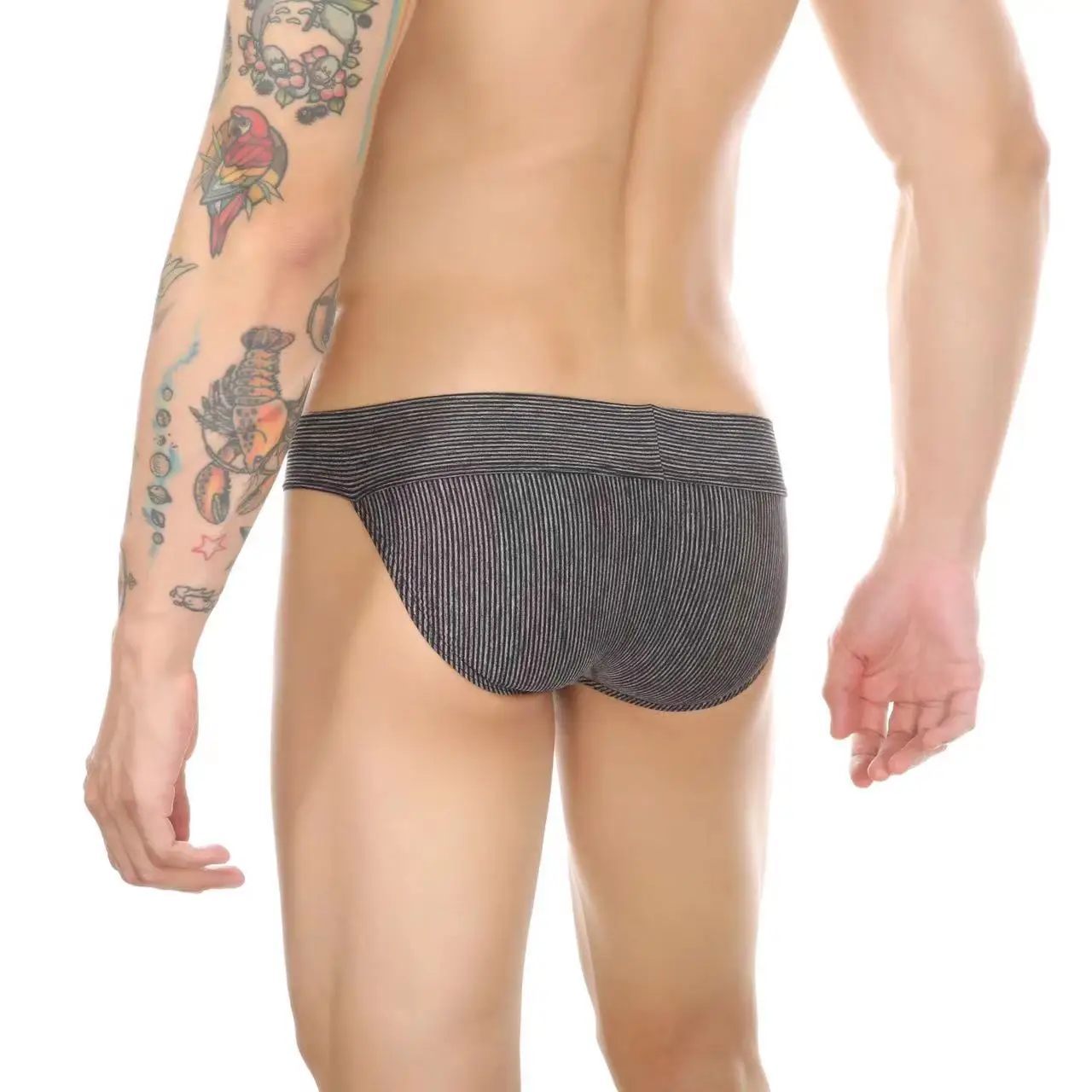 3PCS Men's Fork Breathable Mesh Briefs High Waist Large Size Striped High Elastic Oversized Bag Comfortable Underpants Business