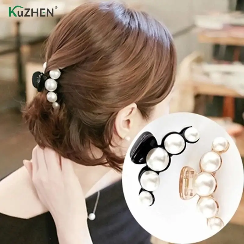 

Emulational Pearl Top Gripper Hairpins Crystal Rhinestone Hair Clip Hair Crab Plastic Hair Claws Clamp Resin Barette For Women
