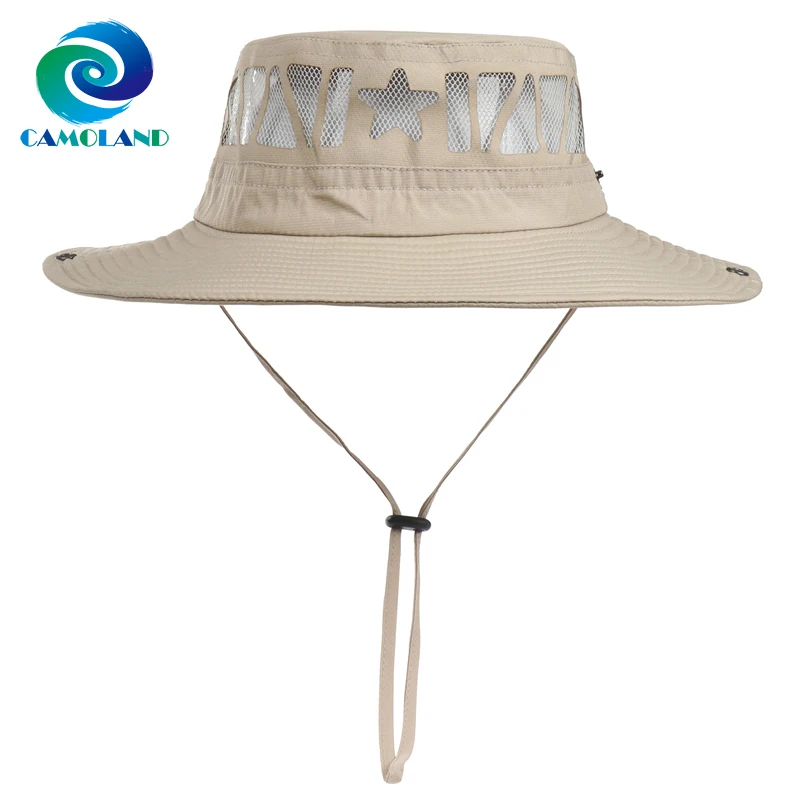 CAMOLAND New Fashion Summer Bucket Hat Outdoor Sun Protection Mesh Breathable Caps Anti-UV Casual Hat Wide Brim Hiking Caps