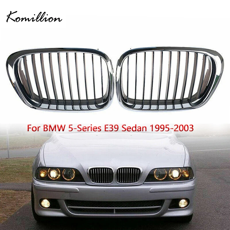 

2Pcs Car Front Center Wide Kidney Hood Grilles Grills for BMW 5-Series E39 Sedan 1995 1996 1997 1998 1999 2000 2001 2002 2003