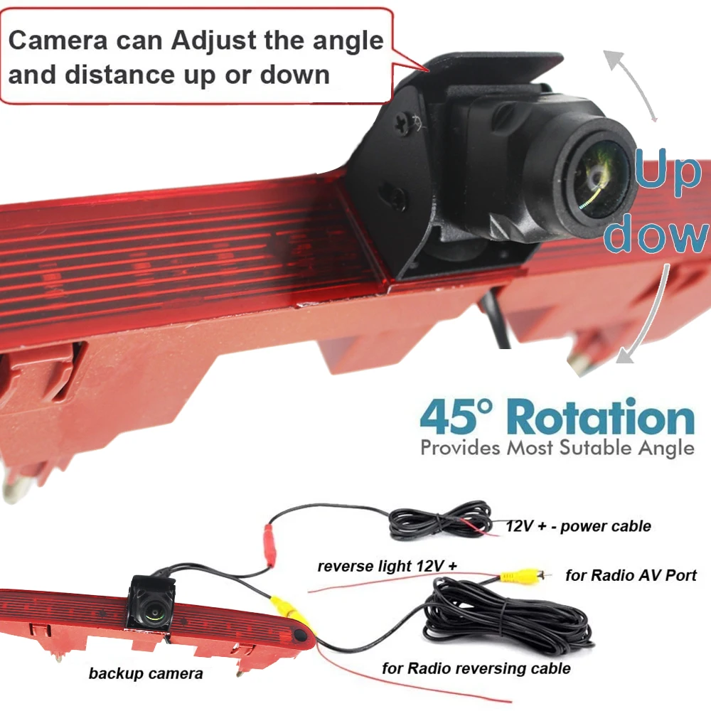 

Автомобильная камера заднего вида CCD HD для парковки, резервная камера заднего вида, 3-й стоп-сигнал для Peugeot Partner 2 Tepee Rifter Citroen Berlingo 34 B9 Kasten