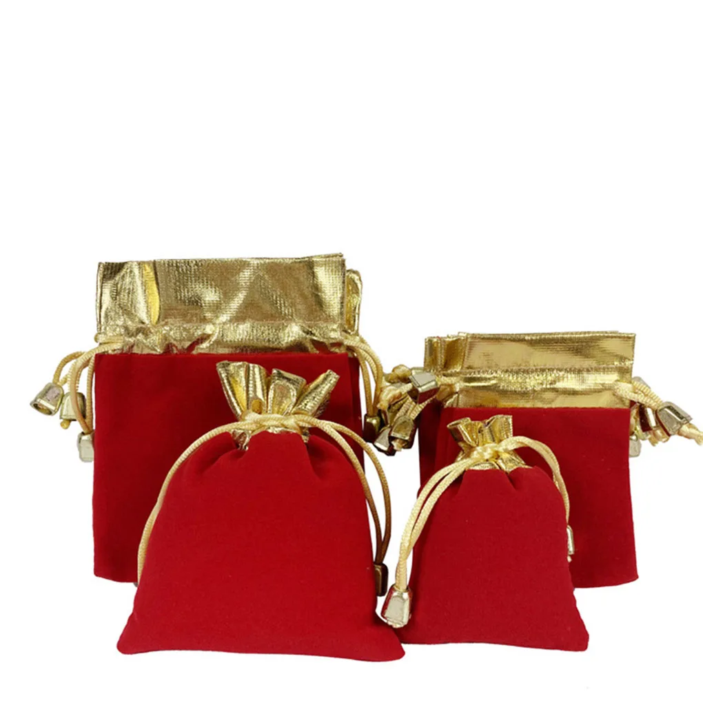 

Подарочные пакеты для ювелирных изделий, Милые Роскошные тканевые мешочки на шнурке для упаковки конфет, макияжа, сувениры на Рождество, 50 ш...
