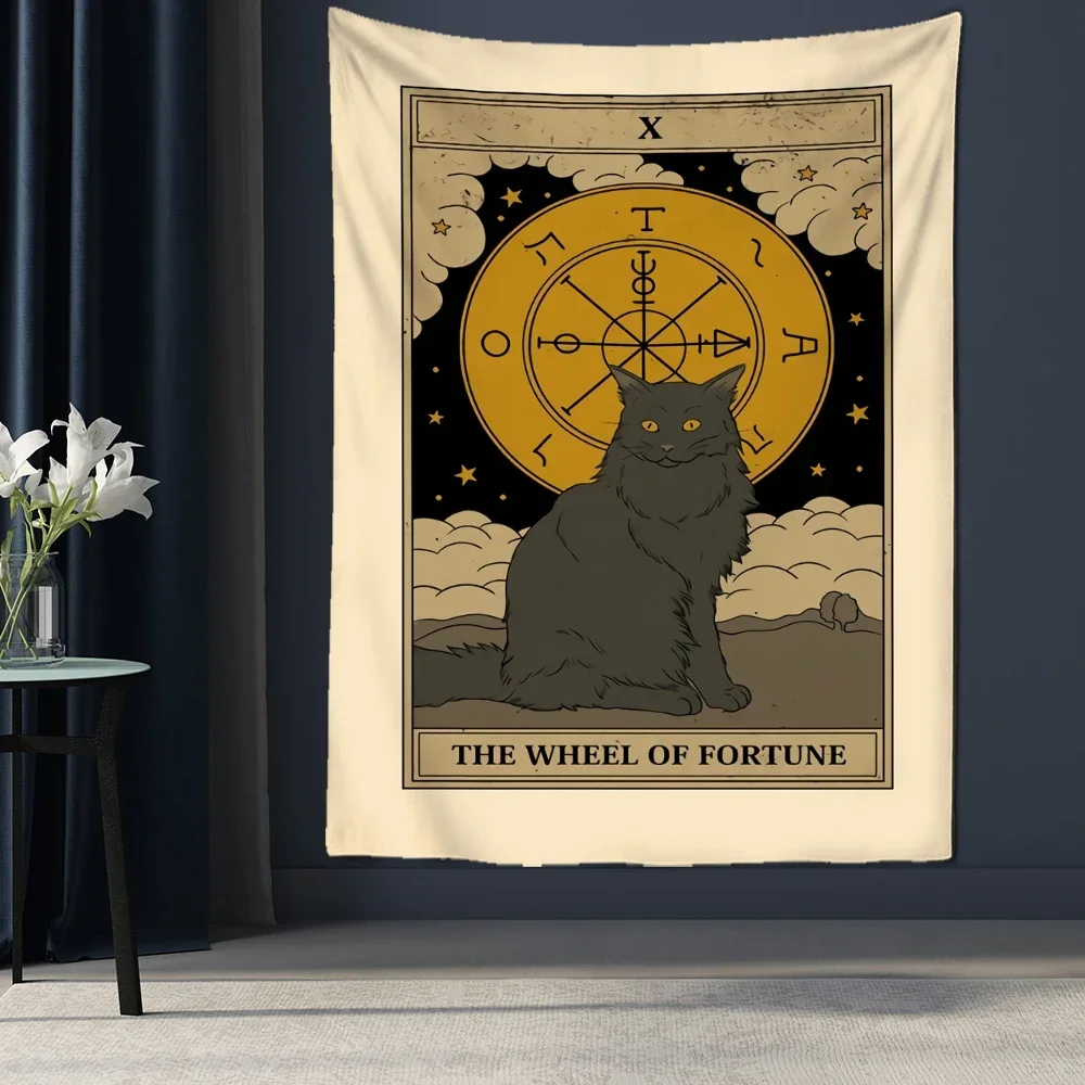 Гобелен King Cat Tarot богемный Декор для комнаты эстетичный декор спальни гостиной