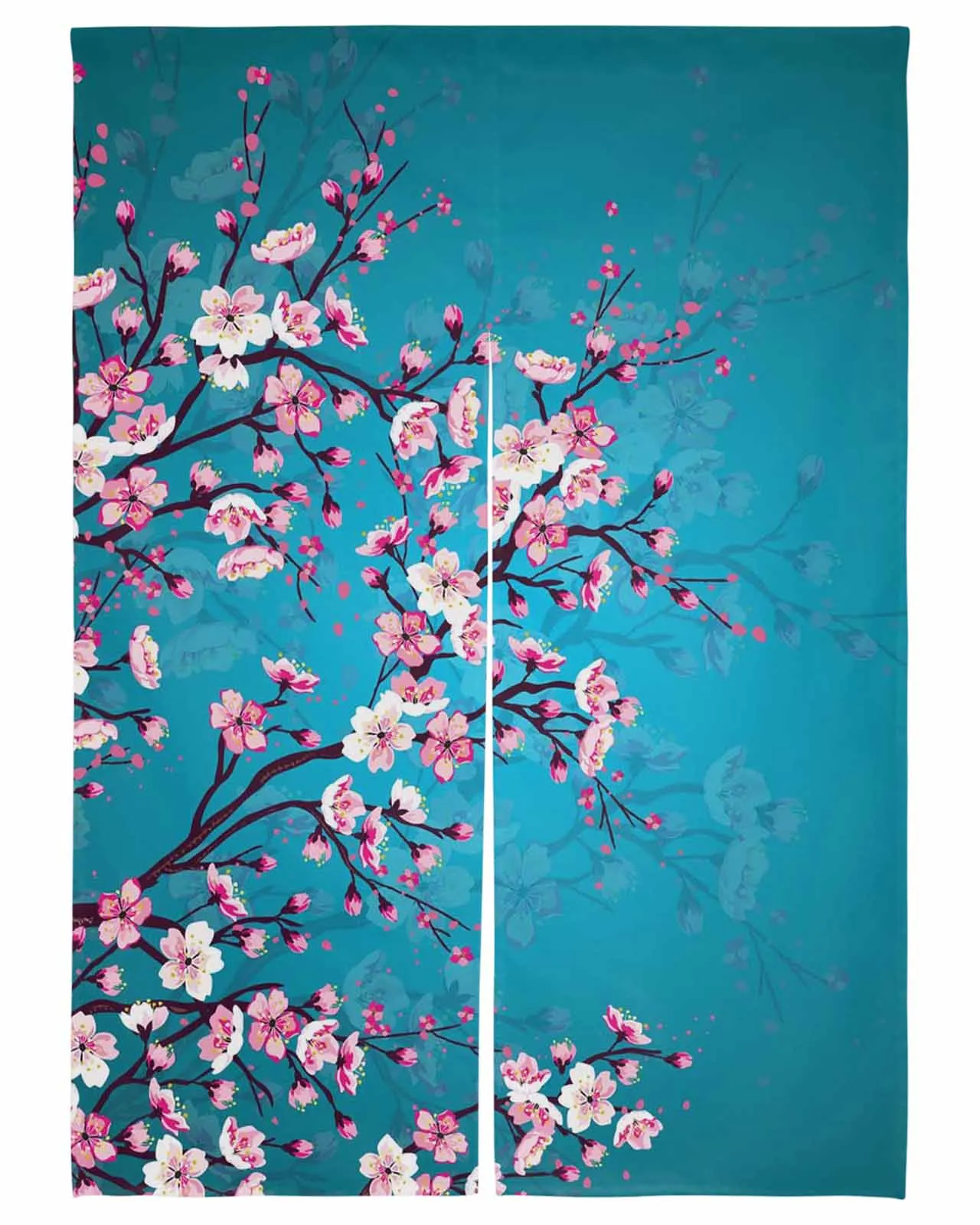 

Cherry Blossom Plum Branch Pink Flower Door Curtain Japanese Partition Kitchen Decorative Drapes Entrance Hanging Half-curtain