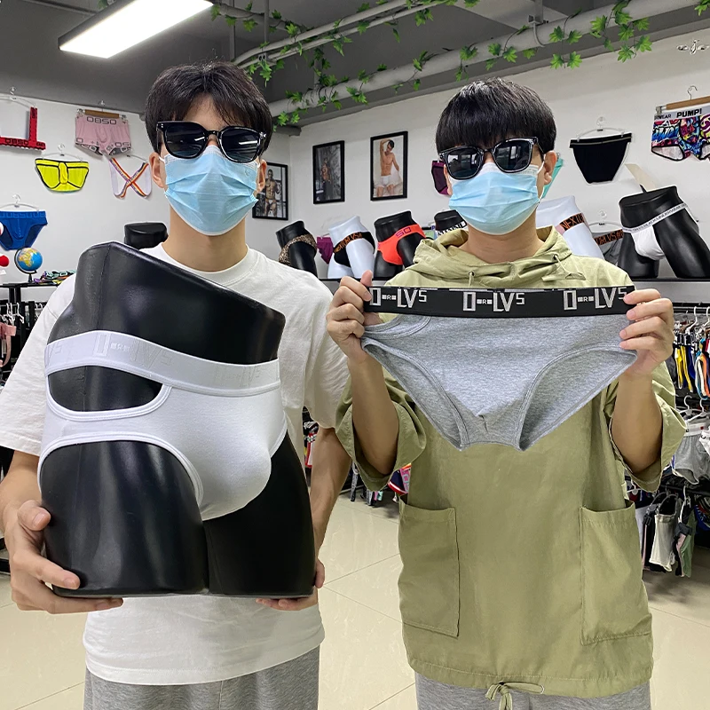 Мужские трусы брифы с заниженной талией ORLVS черные дышащие слипы из мягкого