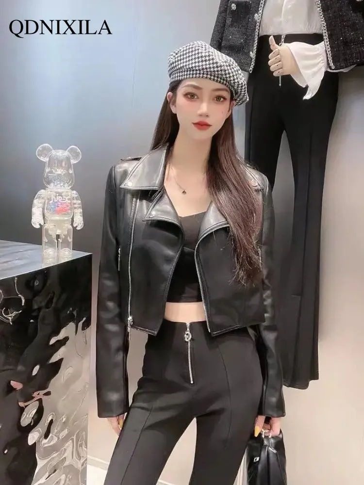 Leather Jacket Women High-end Sense PU Leather Jacket Women's Fashion Versatile Motorcycle Loose Short Jackets