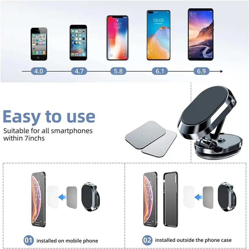 Magnetic Car Phone Holder Mount Magnet Smartphone Mobile Stand Cell GPS Support For iPhone 14 13 12 11X8 Xiaomi Samsungamsung