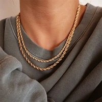 34mm classic stainless twisted rope cuban twist link chain necklace 3 color for men and women jewelry