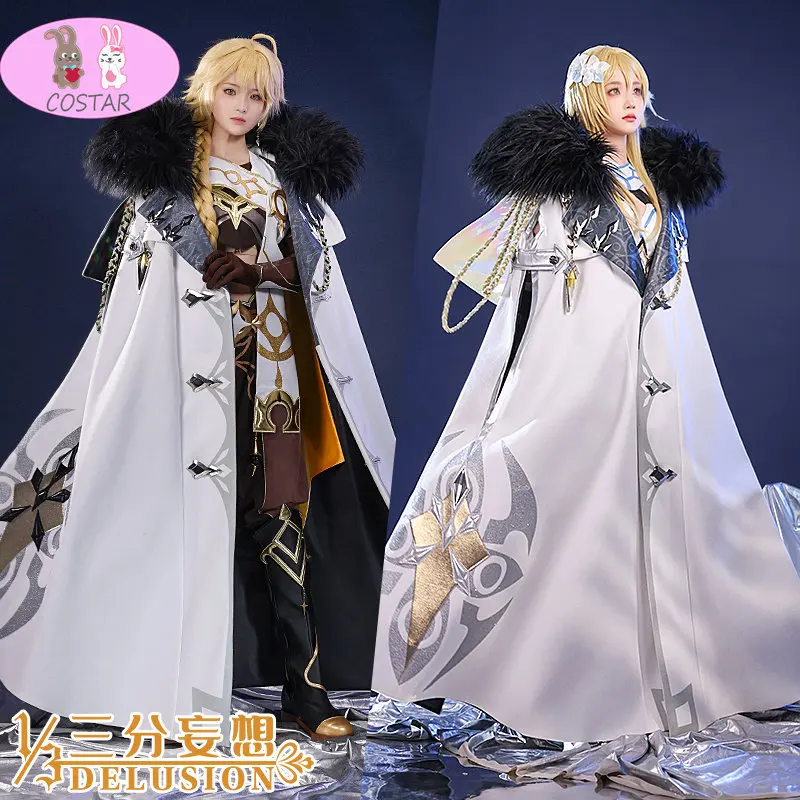 

Genshin Impact Aether Lumine Fatui Executives Game Suit Gorgeous Cloak Uniform Cosplay Costume Party Outfit