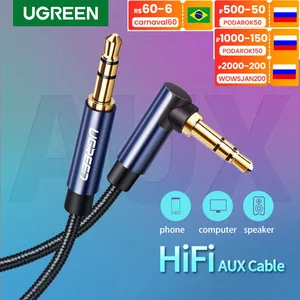 Аудиокабель Ugreen 3,5 мм, штекер-штекер Aux, аудиокабель 3,5 мм, вспомогательное оборудование для автомобильных наушников, MP34, телефонов, 3,5 мм