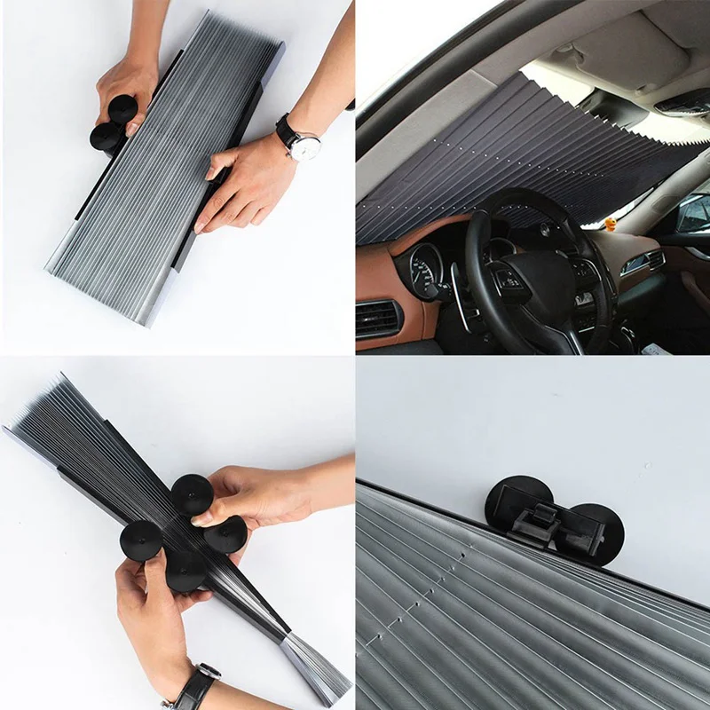 

Retractable Folding Front Windshield Visor Car Sunscreen Insulation Sunshade Curtain Blackout Curtain Light Barrier Car Auto
