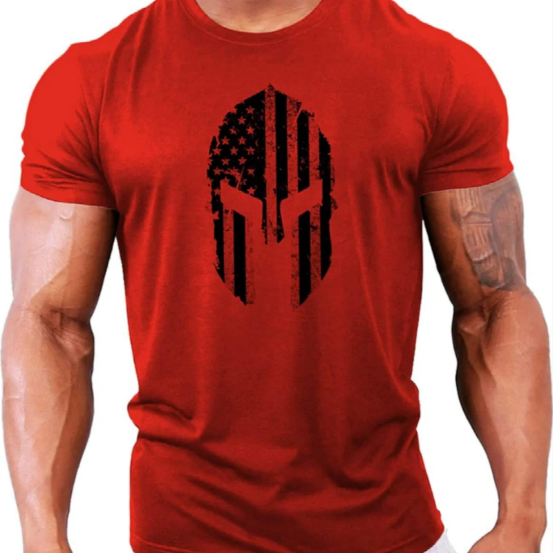 

Футболка мужская Спортивная с принтом черепа, винтажная Свободная рубашка с коротким рукавом, с круглым вырезом, топ для тренировок, на лето