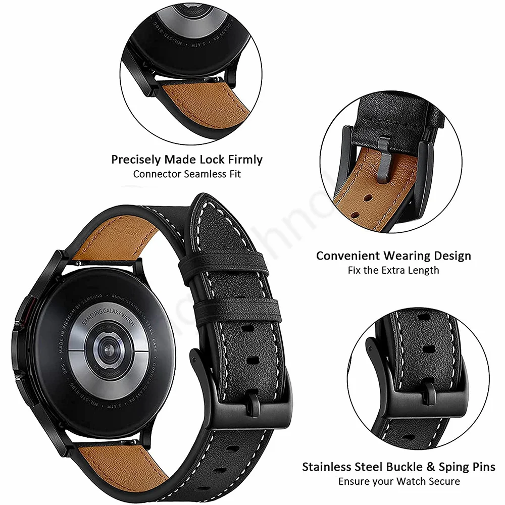 20mm Metal Strap For Samsung Galaxy Watch 4 Classic 46mm Smart Watch For Galaxy Watch 4 44mm Bracelet Genuine Leather Watchbands