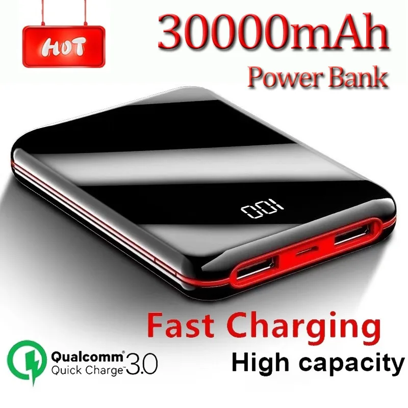 

Mini Fast Charging Power Bank Portable 30000mAh Charger HD Digital Display External Battery Pack For Xiaomi iphone