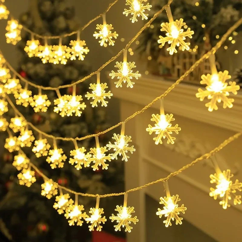 

10/3M Christmas Snowflake LED String Light Garland Xmas Decoration Party Home Xmas Santa Claus Gifts Navidad 2023 Happy New Year
