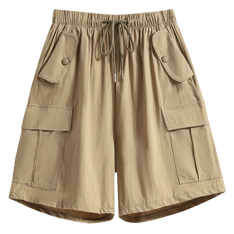 Cargo Shorts For Women 2023 Summer Multicolor Baggy Elastic Waist Short Pants With Side Pockets European And American Style Wear