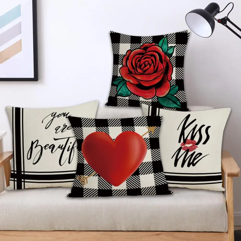 

Invisible Zipper 4 Styles Sofa Couch Heart Shaped Pillow Sham for Office