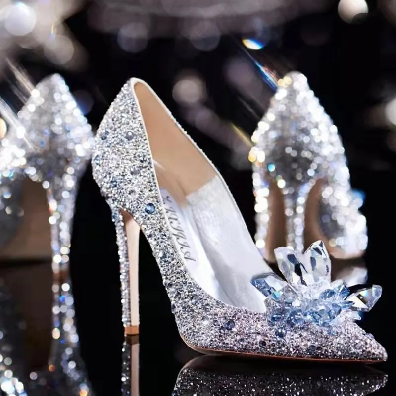 

Spring Wedding Shoes Women's Bridal Shoes Silver Crystal Main Wedding Shoes Rhinestone Xiuhe Clothing High Heels Stiletto Heel