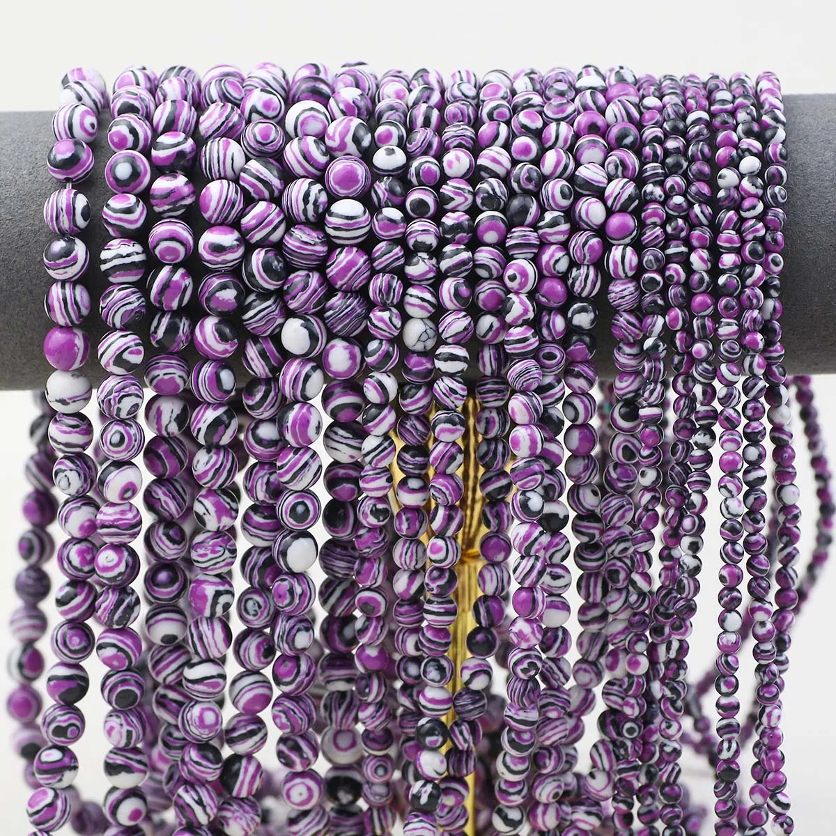 Круглые белые фиолетовые синтетические малахитовые свободные бусины 4/6/8/10 мм для