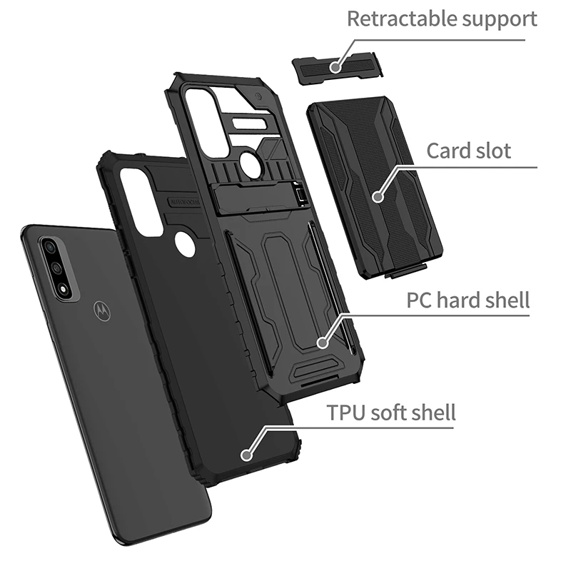 shockproof phone case for motorola g9 plus g10 g10power g20 g30 card slot stand cover for moto g pure g styius g power g stylus free global shipping