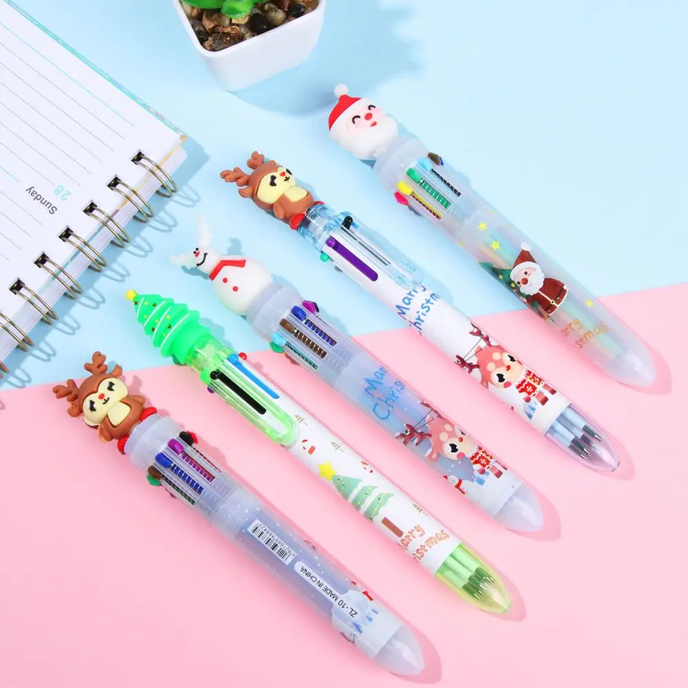 

6/10Colors Cute Decor Students School Merry Christmas Xmas Stationery Santa Claus Pen Cartoon Ball-point Pen