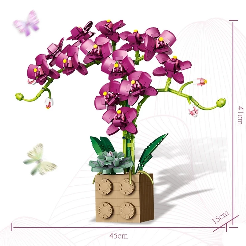 

Building Block Flower Orchid Series Bonsai Girl Build Toy Flowers Adult Flower Arrangement Assembly Toys For Gifts