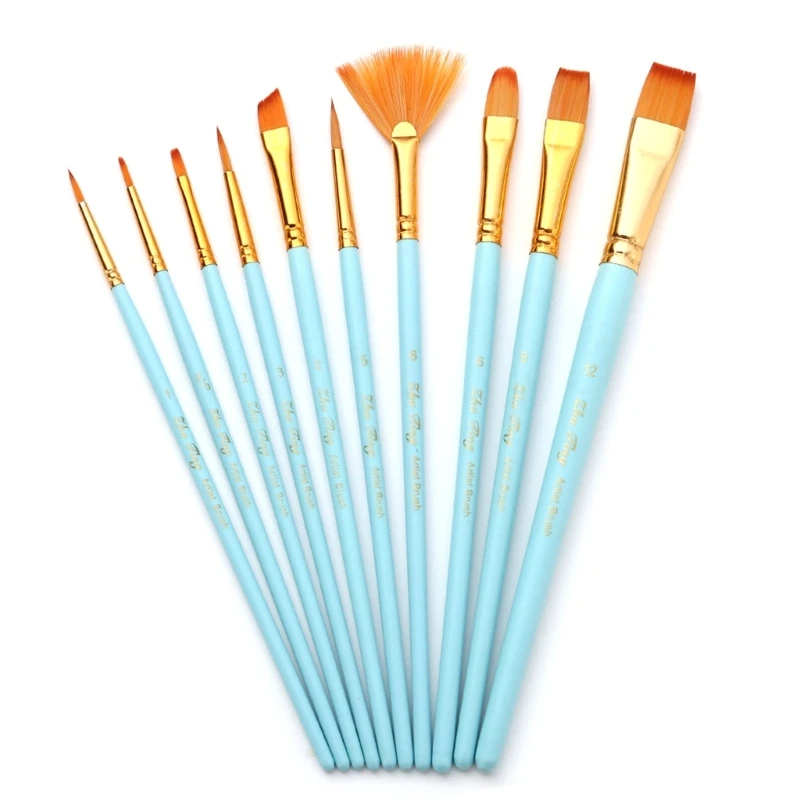 

10Pcs Acrylic Paint Brush Set,Nylon Hair Brushes for Oil Watercolor Painting Artist Pro-Kit Drawing Arts Crafts Supplies