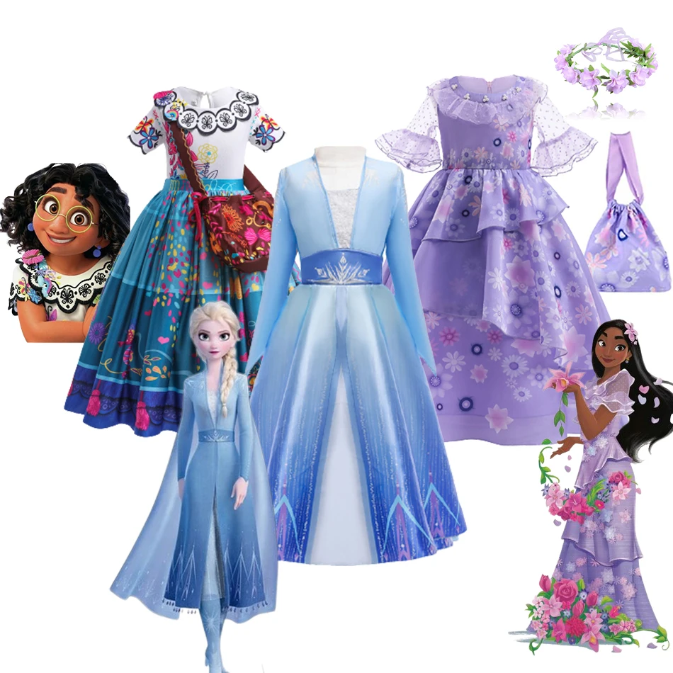 Disney Disfraz Encanto Mirabel Role Play Costume Girl's Frozen Elsa Princess Dresses Carnival Birthday Party Halloween Vestidos