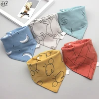 5 pcslot new baby triangle cotton double bibs cartoon printing saliva towel absorbent and baby comfortable