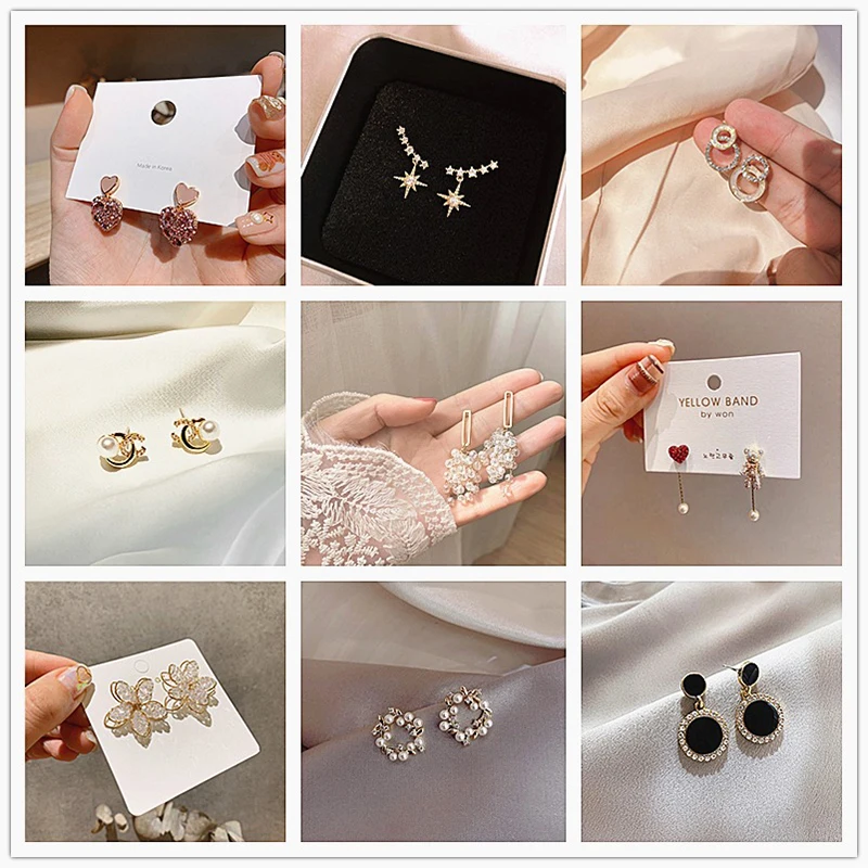 

Vintage Geometry Women's Earrings Butterfly Zircon Pearl Tassel Eardrop Korean Fashion Simple Ear Studs Gold Gothic Jewelry