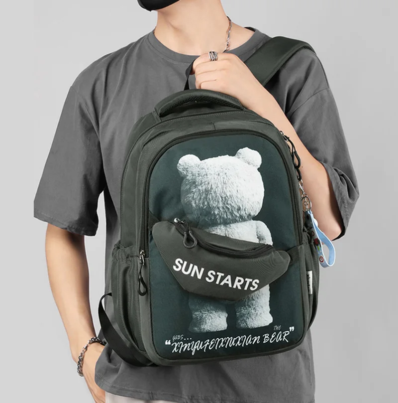 Waterproof Bear Print Kids Backpack Children School Bags for Boys Orthopedic School Backpack Primary Schoolbag Book Bag Mochila