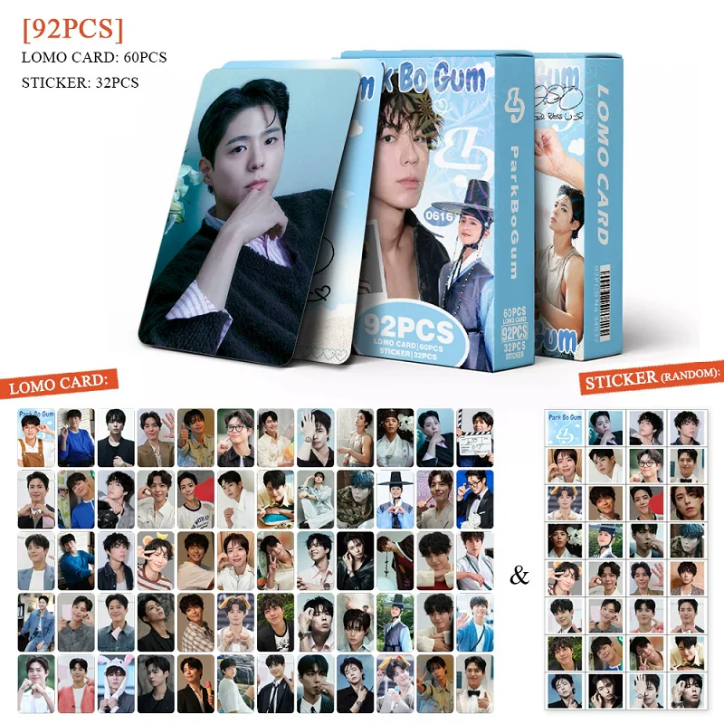Фото Набор из 92 карточек Park Bo Gum Lomo: 60 HD фотокарточек, 32 стикера, портретные фотокарточки корейских актеров, коллекционный подарок для фанатов №2