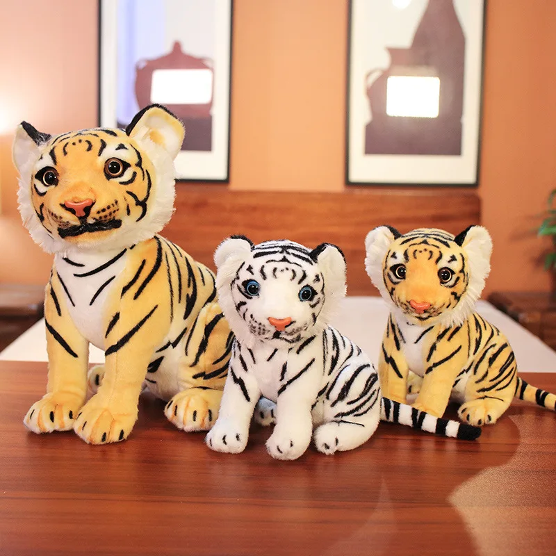 

23-34cm Simulation Yellow Tiger Plush Toy Child Appease Dolls Cute Sitting White Little Tiger Stuffed Animals Kids Birthday Gift