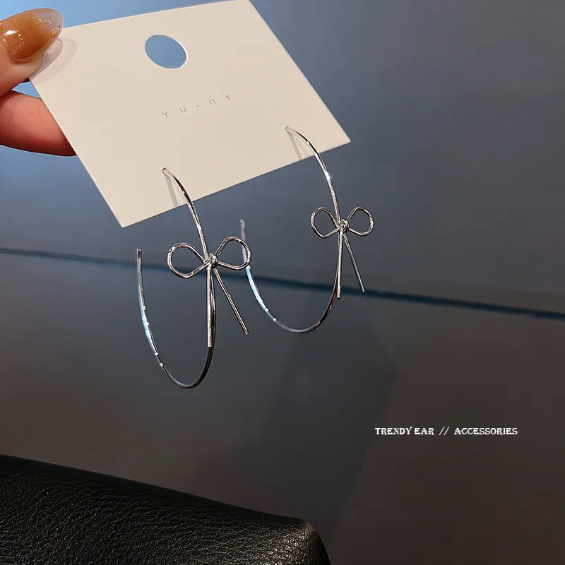 

Wholesale Sterling Silvers Needle Circle Bow Earrings Female Stud Drop Shipping Women Gift