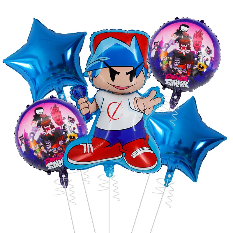 

5 Pack Friday Night Funkin Large Aluminum Film Balloons Birthday Party Decorations Kids Halloween Party Supplies Home Decor