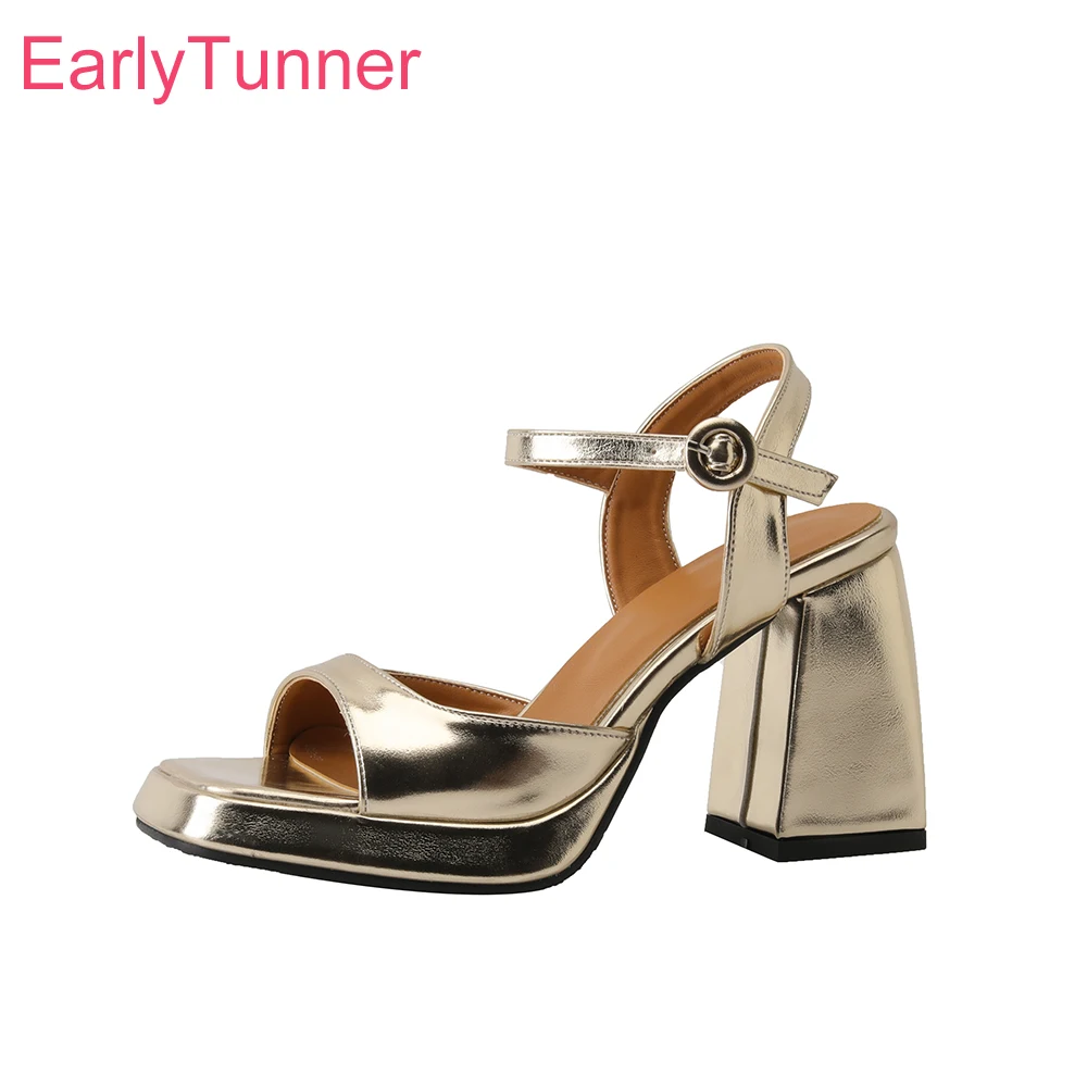 

2023 New Summer Comfortable Gold Silver Women Platform Sandals Open Toe High Heels Lady Dress Shoes Plus Big Small Size 10 32 43